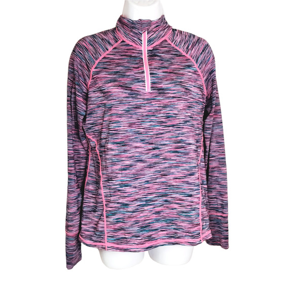 Ideology Tops - Ideology Sweatshirt Womens Medium Activewear Pink Blue Purple 1/4 Zip Stripes